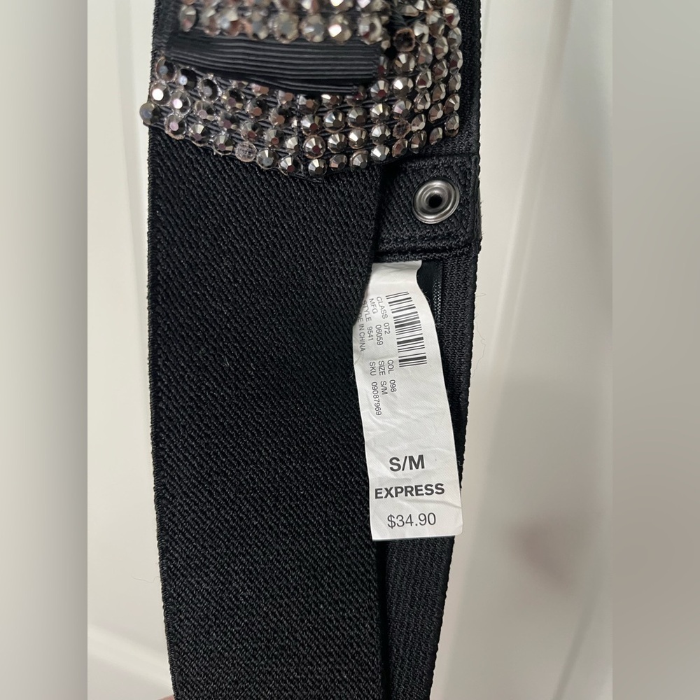 Express Black Rhinestone Bow Belt - Picture 3 of 3